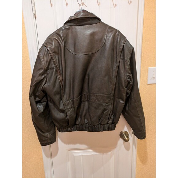 VTG Boulder Ridge Mens L Black Leather Jacket Bomber - Picture 13 of 16